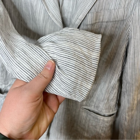 THEORY Linworth B Ikat Tierra Linen Blend Pinstripe Blazer Jacket - Picture 4 of 9